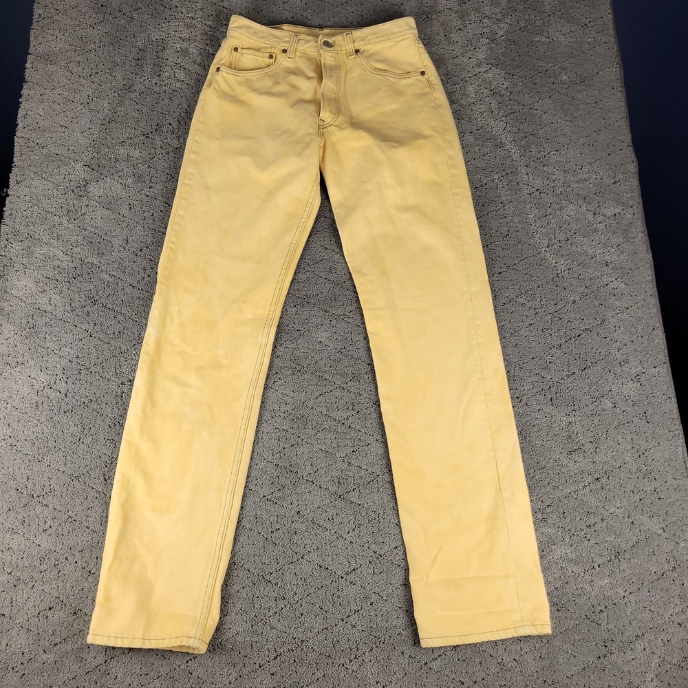 Vintage‎ Levis Jeans Mens 32x36 Yellow 501 Button Fly Straight Leg 90s USA Made
